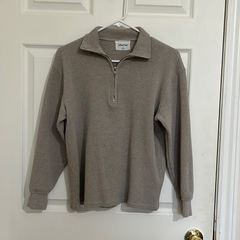 Wilfred Taupe Quarter-Zip Sweater
